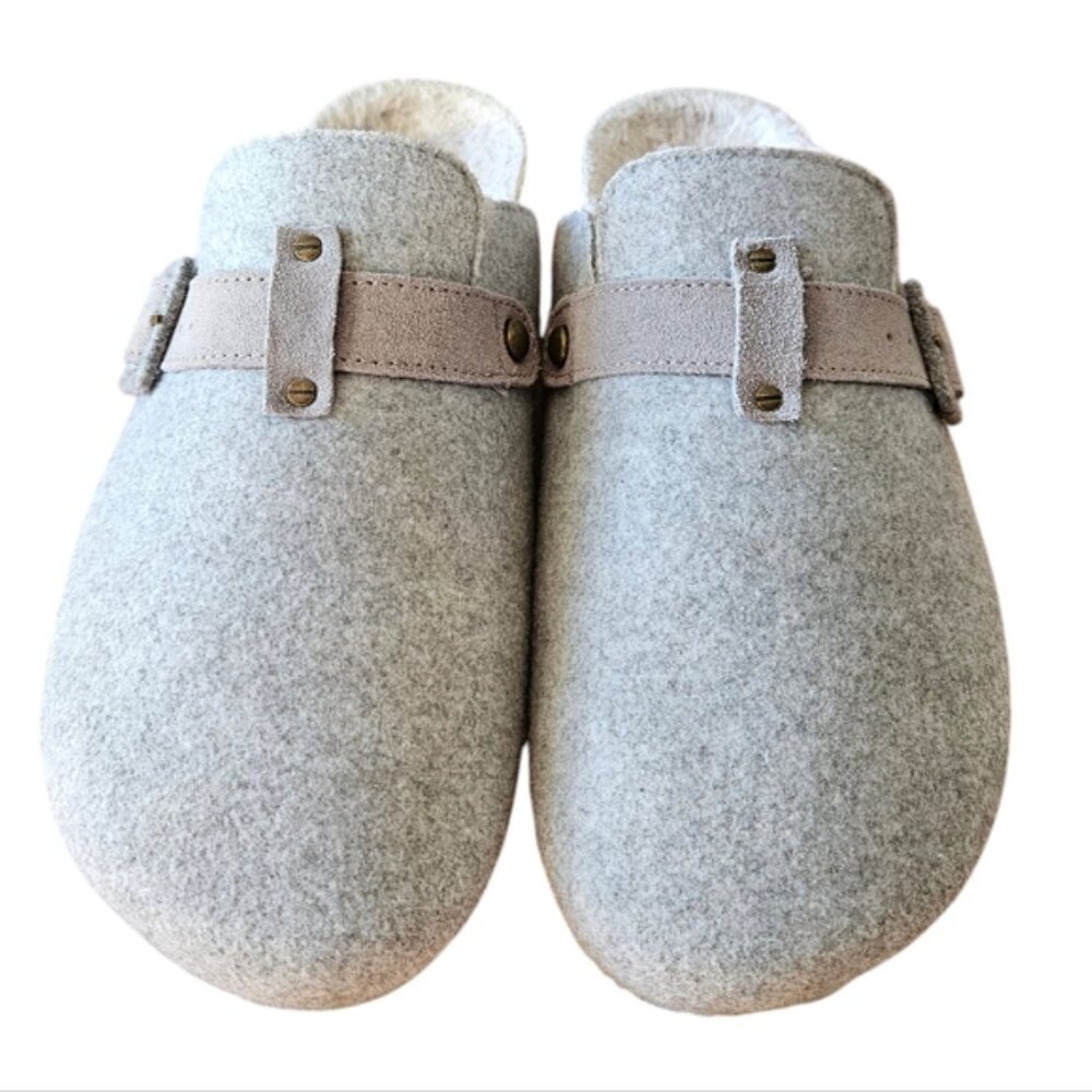 American Eagle Women's Felt Shearling Gray Clog Slip-on Shoes Size 10. - Picture 9 of 16